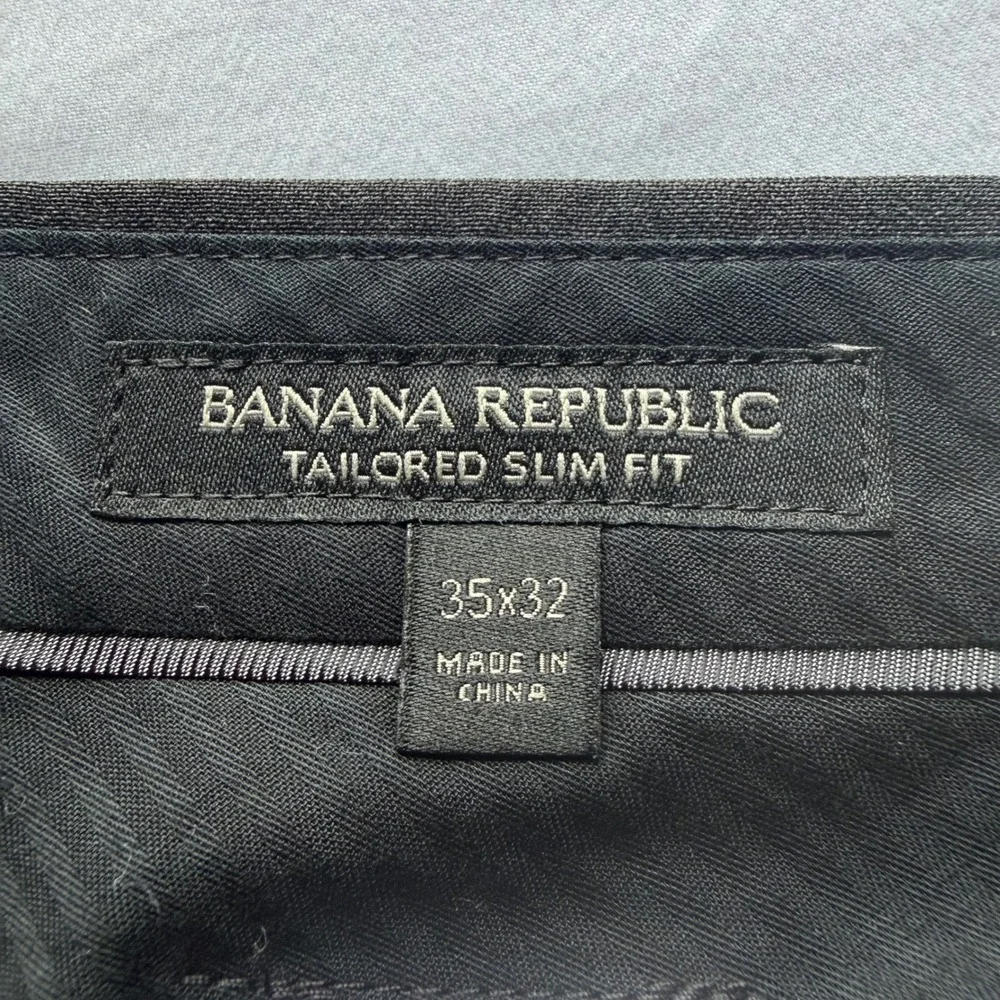 Banana Republic Mens 35x32 Slim Fit Italian Wool Dress Pants Gray Cerruti Formal